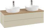 grau / Nussbaum / Waschbeckenunterschränke Antao K24151 1200x360x500mm Silk Grey Matt Lacquer