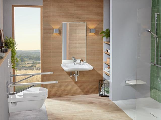 Villeroy & Boch ViCare Klappgriff 921720 – Verchromter Wandstützgriff, 750 mm, Belastbarkeit 130 kg