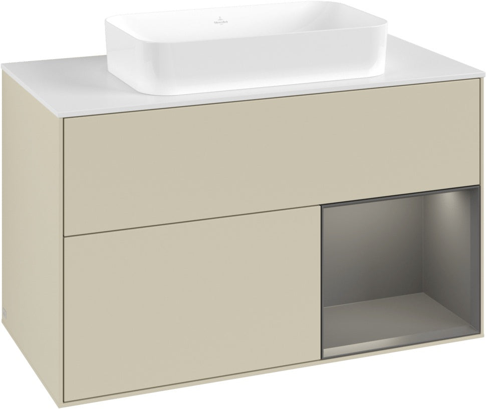 Villeroy & Boch Finion Waschtischunterschrank 1000 mm Glossy White Lacquer mit LED-Beleuchtung