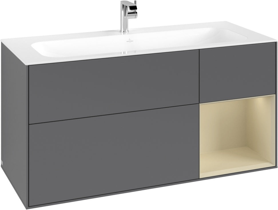 Villeroy & Boch Finion Waschbeckenunterschrank Glossy White Lacquer 1196 mm mit LED-Beleuchtung