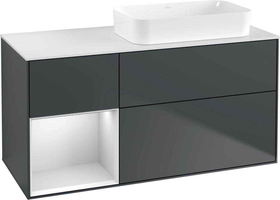 Villeroy & Boch Finion Waschtischunterschrank 1200 mm Glossy White mit Beleuchtung