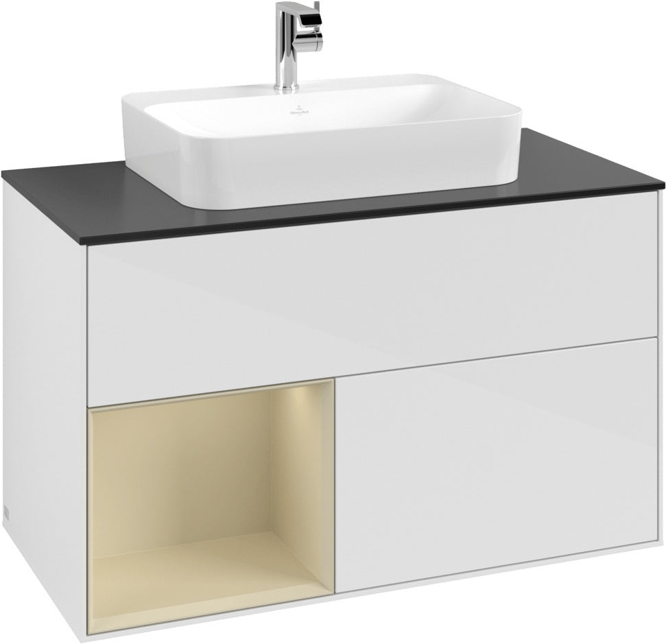 Villeroy & Boch Finion Waschtischunterschrank 1000 mm Glossy White Lacquer mit LED-Beleuchtung