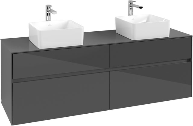 Villeroy & Boch Waschbeckenunterschrank Collaro C05200 1600 mm Glossy Grey mit 4 Auszügen