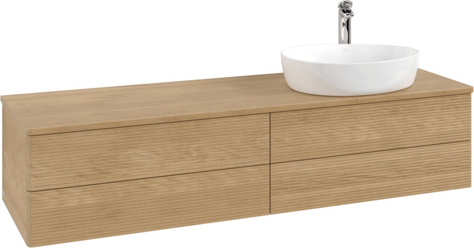 Villeroy & Boch Waschtischunterschrank Antao 1600 mm Warm Walnut mit 4 Auszügen und Beleuchtung