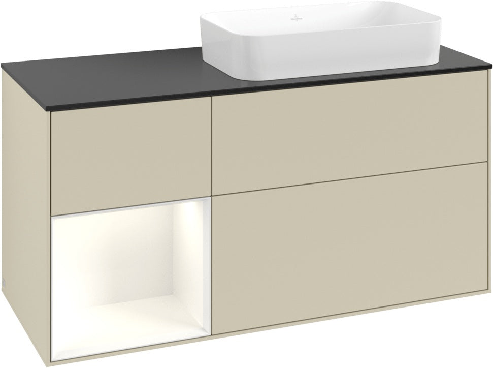 Villeroy & Boch Finion Waschtischunterschrank 120 cm Glossy White Lacquer mit Beleuchtung