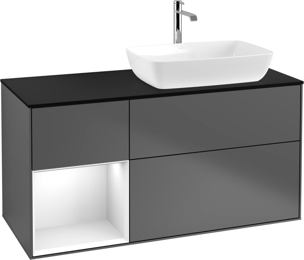 Villeroy & Boch Finion Waschtischunterschrank 1200 mm Glossy White Lacquer mit Beleuchtung