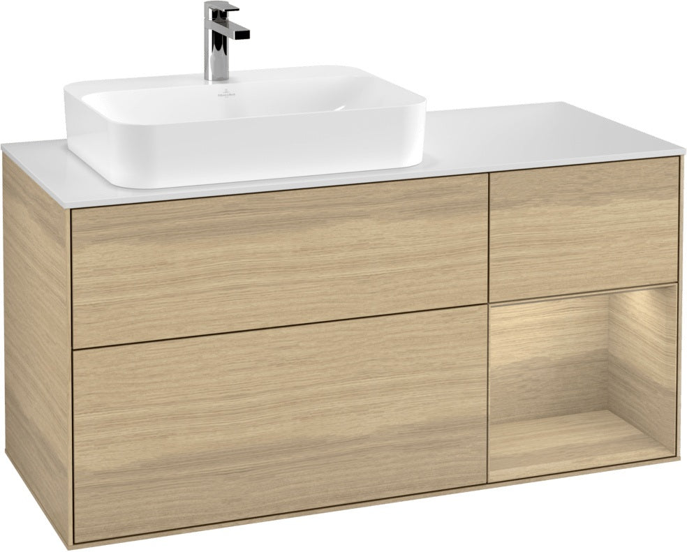 Villeroy & Boch Waschtischunterschrank Finion F401G 1200 mm Glossy White Lacquer mit Beleuchtung