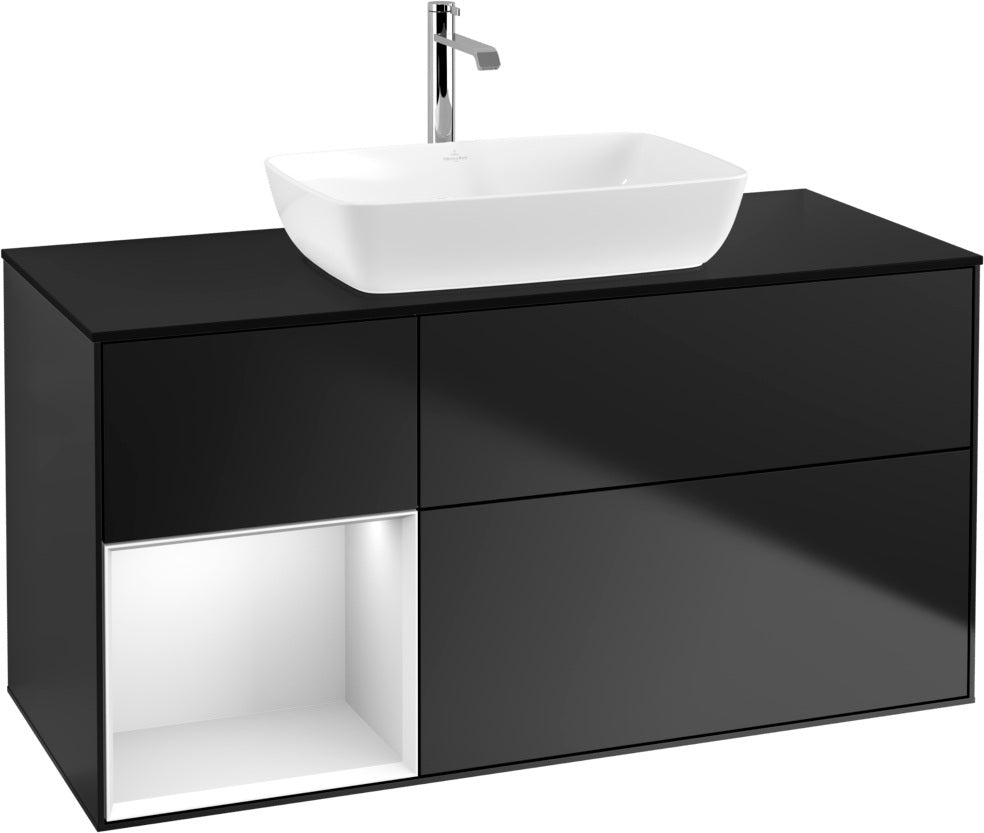 Villeroy & Boch Finion Waschtischunterschrank 1200 mm Glossy White Lacquer mit Beleuchtung