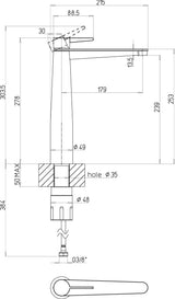 Villeroy & Boch Conum Einhebel-Waschtischarmatur TVW1270050 – 278 mm, Chrom, mit Push-Open-Ablaufgarnitur