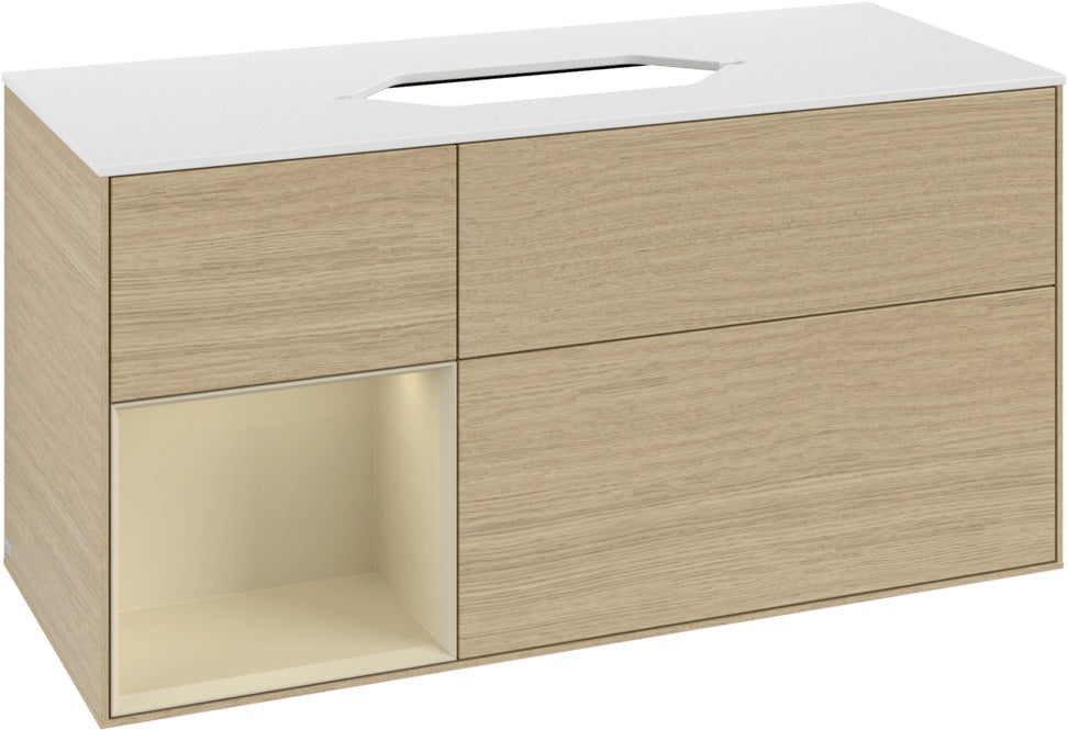 Villeroy & Boch Finion Waschbeckenunterschrank 1200 mm Walnut Veneer mit Beleuchtung