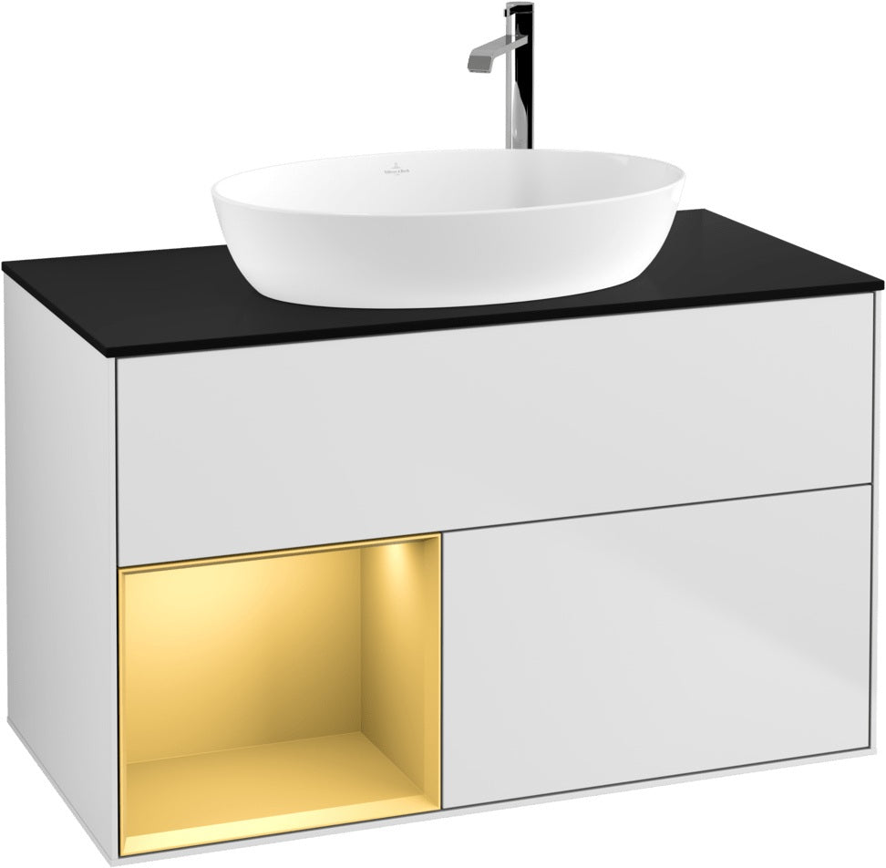 Villeroy & Boch Finion Waschbeckenunterschrank G892G 1000 mm Glossy White Lacquer mit Beleuchtung