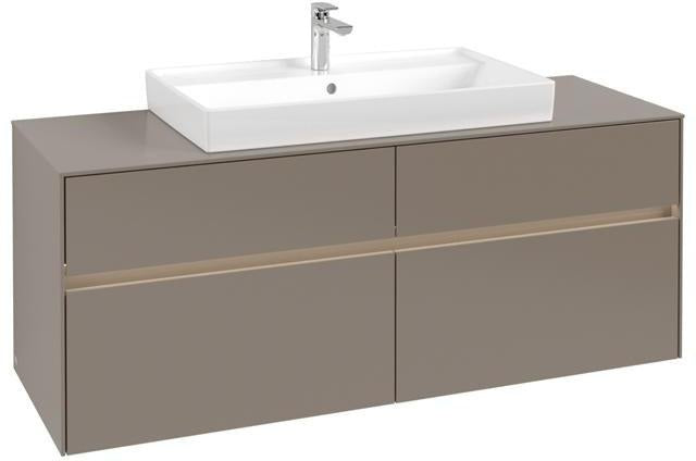 Villeroy & Boch Collaro Waschtischunterschrank 1400 mm mit LED-Beleuchtung und 4 Auszügen in Truffle Grey