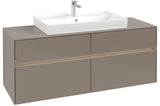 Villeroy & Boch Collaro Waschtischunterschrank 1400 mm mit LED-Beleuchtung und 4 Auszügen in Truffle Grey