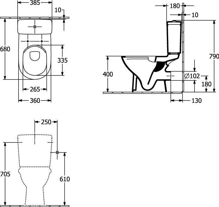 Villeroy & Boch O.novo Spülkasten 5760G1, 385x165x360 mm, Weiß Alpin, Keramik, Zwei-Mengen-Spülung