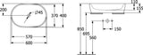 Villeroy & Boch Aufsatzwaschbecken Architectura 600x400mm Oval Weiß Alpin mit Überlauf
