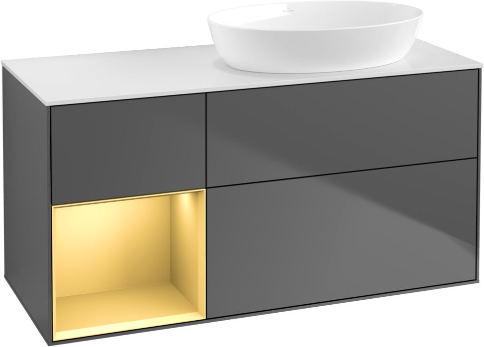 Villeroy & Boch Finion Waschtischunterschrank 1200 mm Glossy White Lacquer mit Beleuchtung