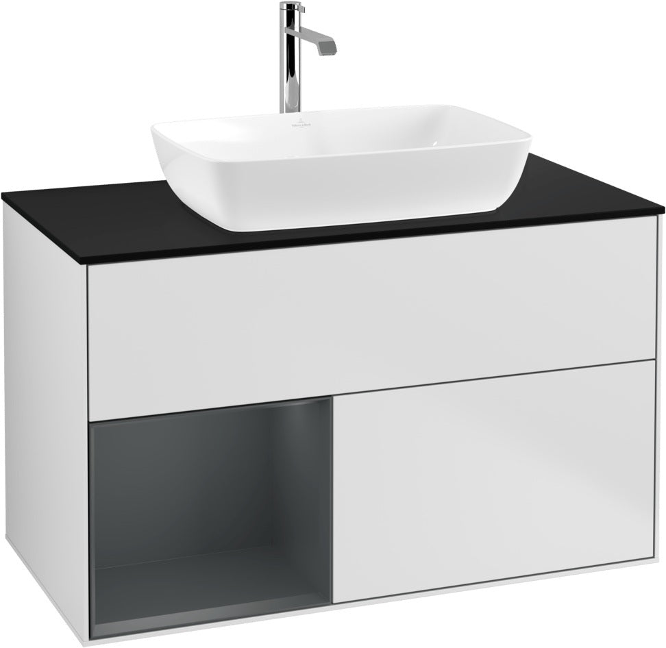 Villeroy & Boch Finion Waschbeckenunterschrank Glossy White mit Beleuchtung, 1000 mm