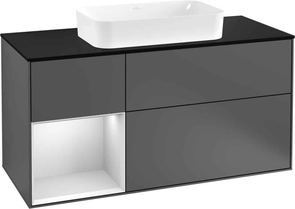 Villeroy & Boch Finion Waschtischunterschrank 1200 mm Glossy White Lacquer mit LED-Beleuchtung