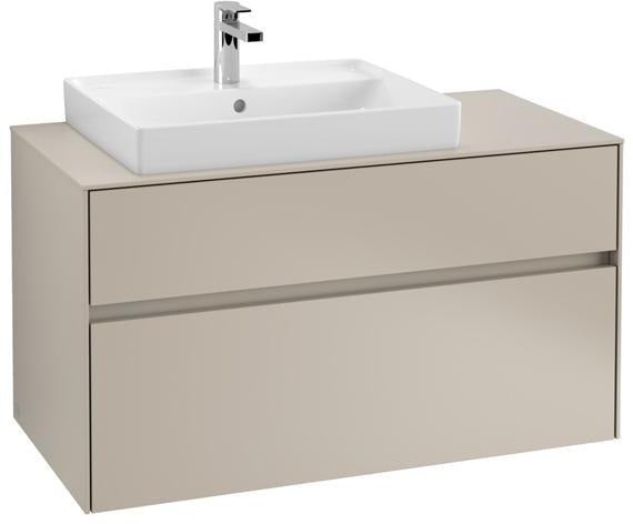 Villeroy & Boch Collaro Waschtischunterschrank 1000 mm mit LED-Beleuchtung und 2 Auszügen, White Wood