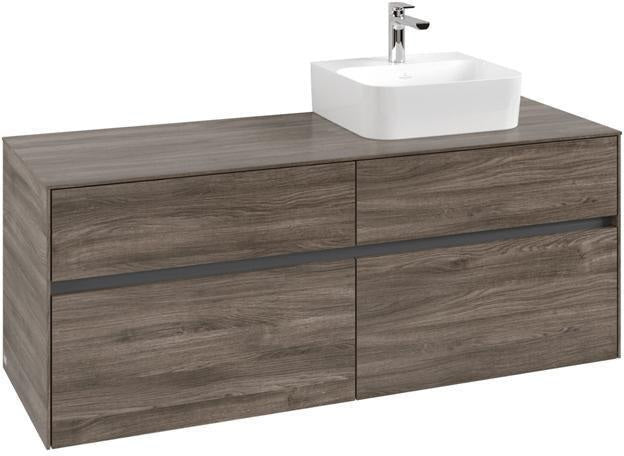 Villeroy & Boch Waschtischunterschrank Collaro 1400 mm Stone Oak, 4 Auszüge, Becken rechts