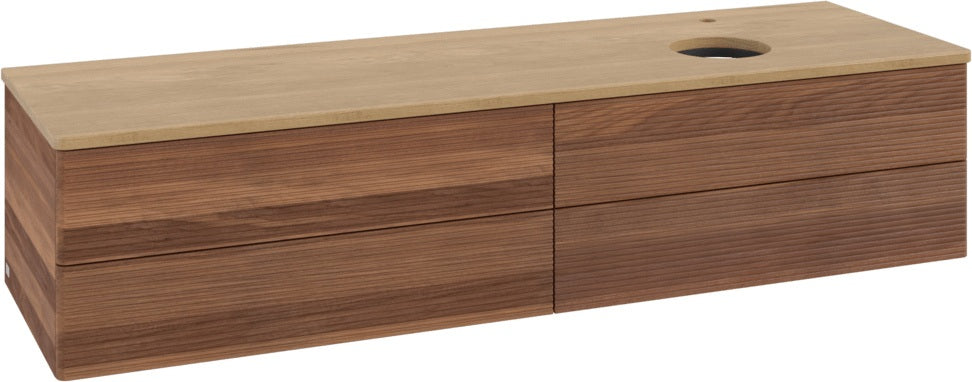 Villeroy & Boch Waschtischunterschrank Antao 1600 mm Warm Walnut mit 4 Auszügen und Beleuchtung