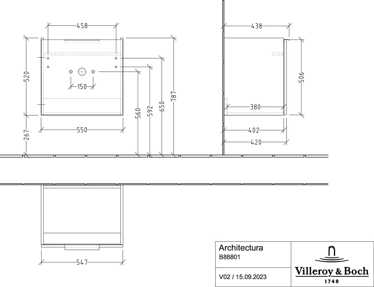 Villeroy & Boch Architectura Waschbeckenunterschrank B88800 550x520x420mm White Matt