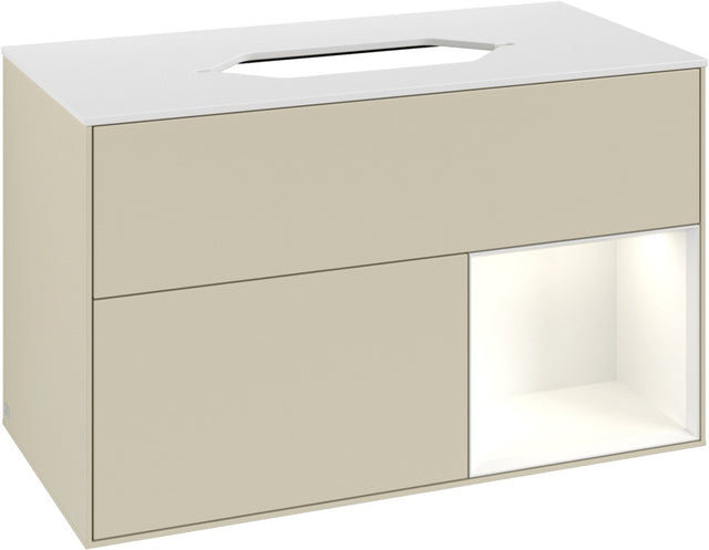 Villeroy & Boch Finion Waschbeckenunterschrank 1000 mm Silk Grey Matt mit Beleuchtung