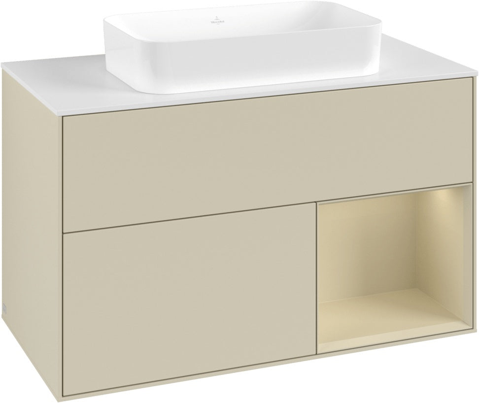 Villeroy & Boch Finion Waschbeckenunterschrank 1000 mm Silk Grey Matt mit Beleuchtung