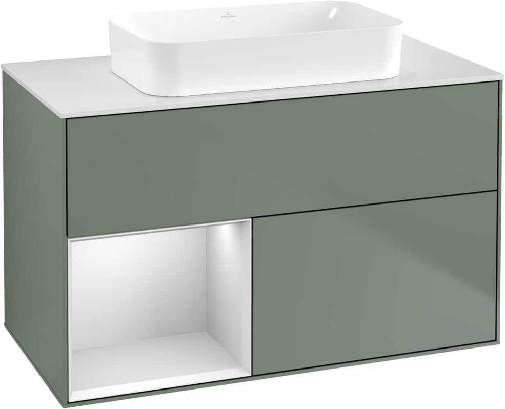 Villeroy & Boch Finion Waschtischunterschrank 1000 mm Glossy White Lacquer – mit LED-Beleuchtung & SoftClosing