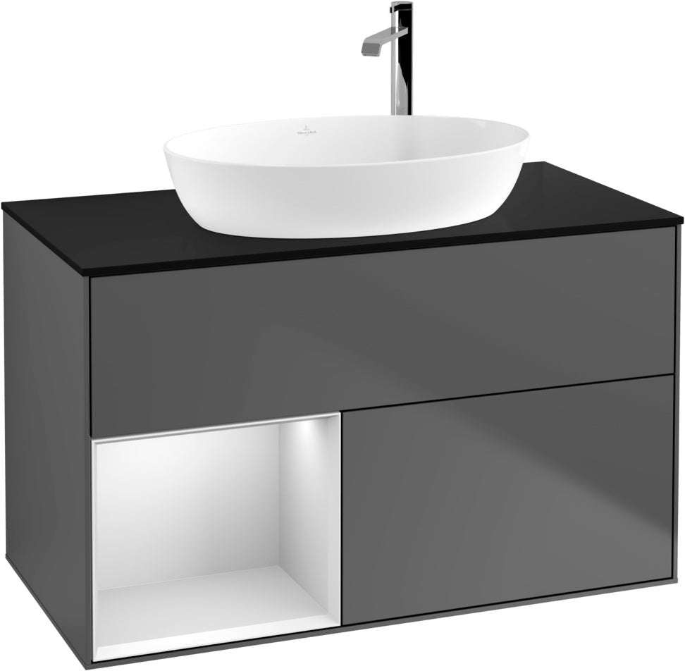 Villeroy & Boch Finion Waschbeckenunterschrank G892G 1000 mm Glossy White Lacquer mit Beleuchtung