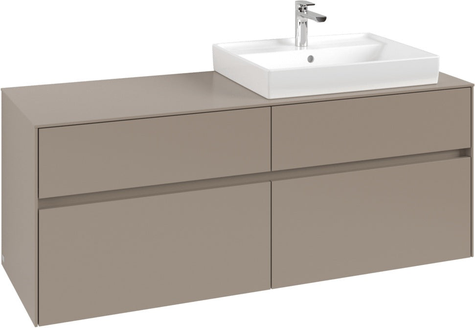 Villeroy & Boch Waschtischunterschrank Collaro C086 B0 1400 mm Taupe mit Beleuchtung und SoftClosing