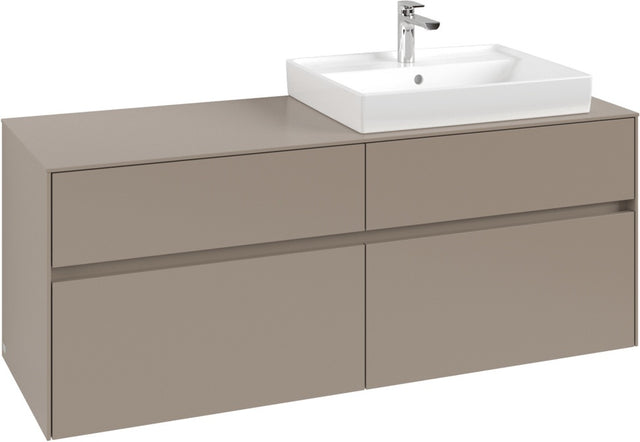 Villeroy & Boch Waschtischunterschrank Collaro C086 B0 1400 mm Taupe mit Beleuchtung und SoftClosing