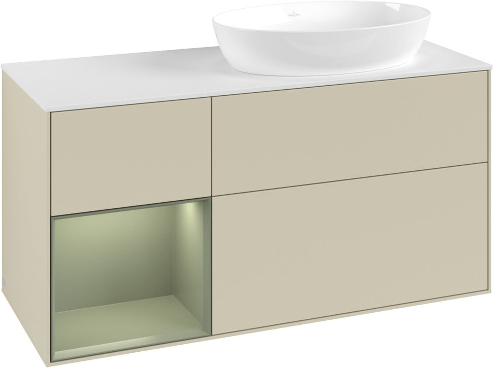 Villeroy & Boch Finion Waschtischunterschrank 1200 mm Glossy White Lacquer mit Beleuchtung