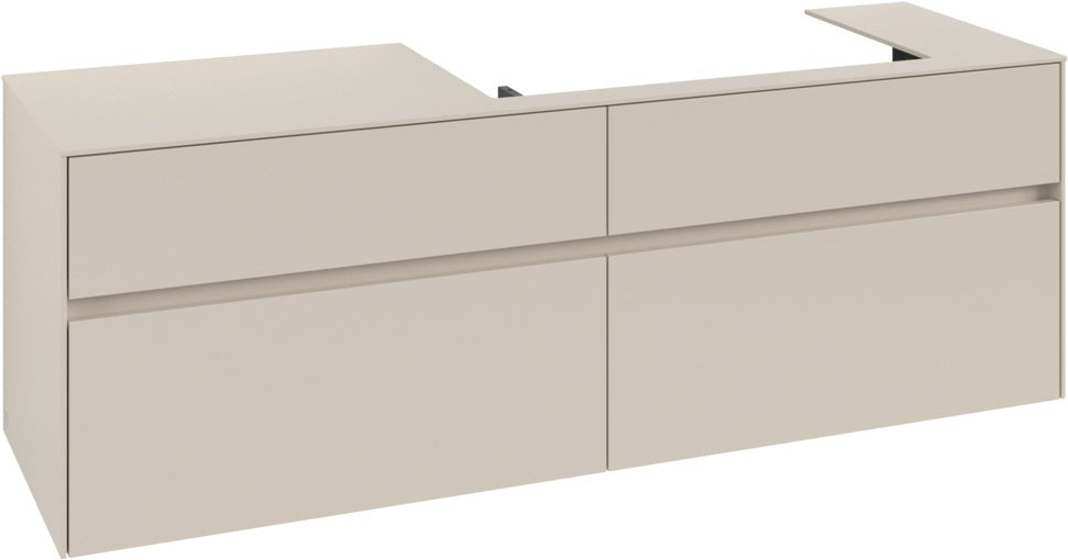 Villeroy & Boch Waschtischunterschrank Collaro C027 B0 1600 mm Cashmere Grey mit Beleuchtung