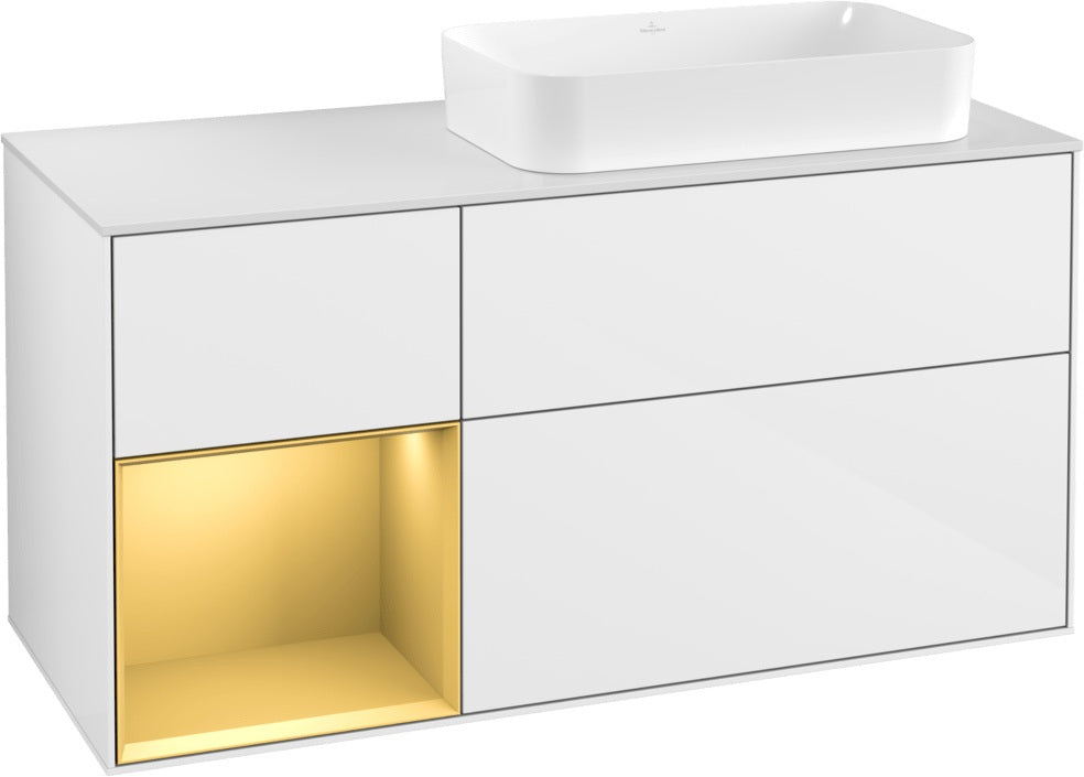 Villeroy & Boch Finion Waschbeckenunterschrank 1200 mm Glossy White Lacquer mit LED-Beleuchtung