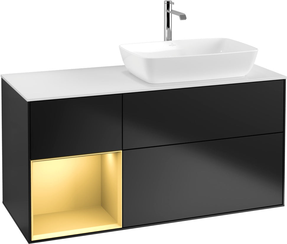 Villeroy & Boch Finion Waschbeckenunterschrank 1200 mm Glossy White Lacquer mit Beleuchtung