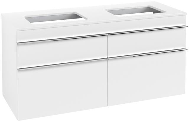 Villeroy & Boch Venticello Waschtischunterschrank 1257 mm Glossy White, 4 Auszüge, für 2 Waschtische
