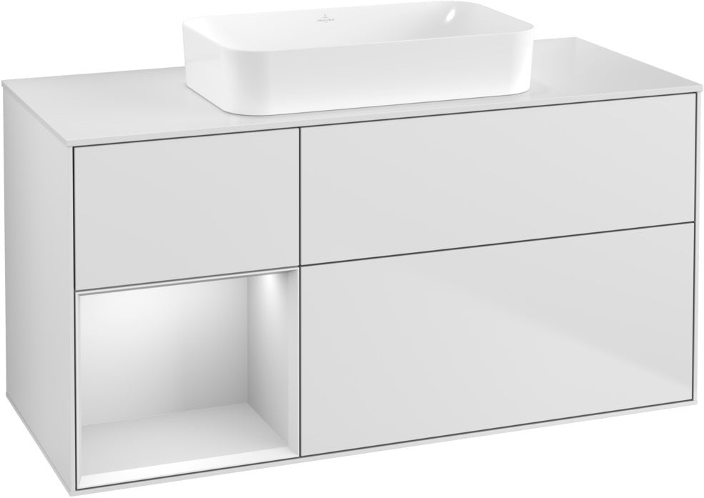 Villeroy & Boch Finion Waschbeckenunterschrank 1200 mm Walnut Veneer mit Beleuchtung