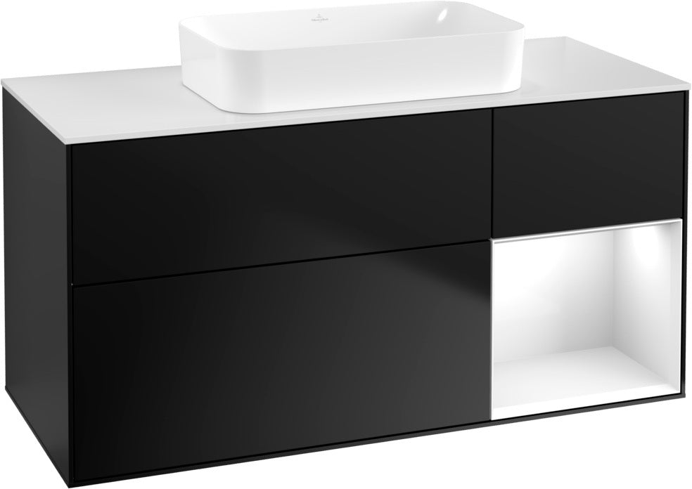 Villeroy & Boch Finion Waschtischunterschrank G711G Black Matt Lacquer 1200 mm mit Beleuchtung