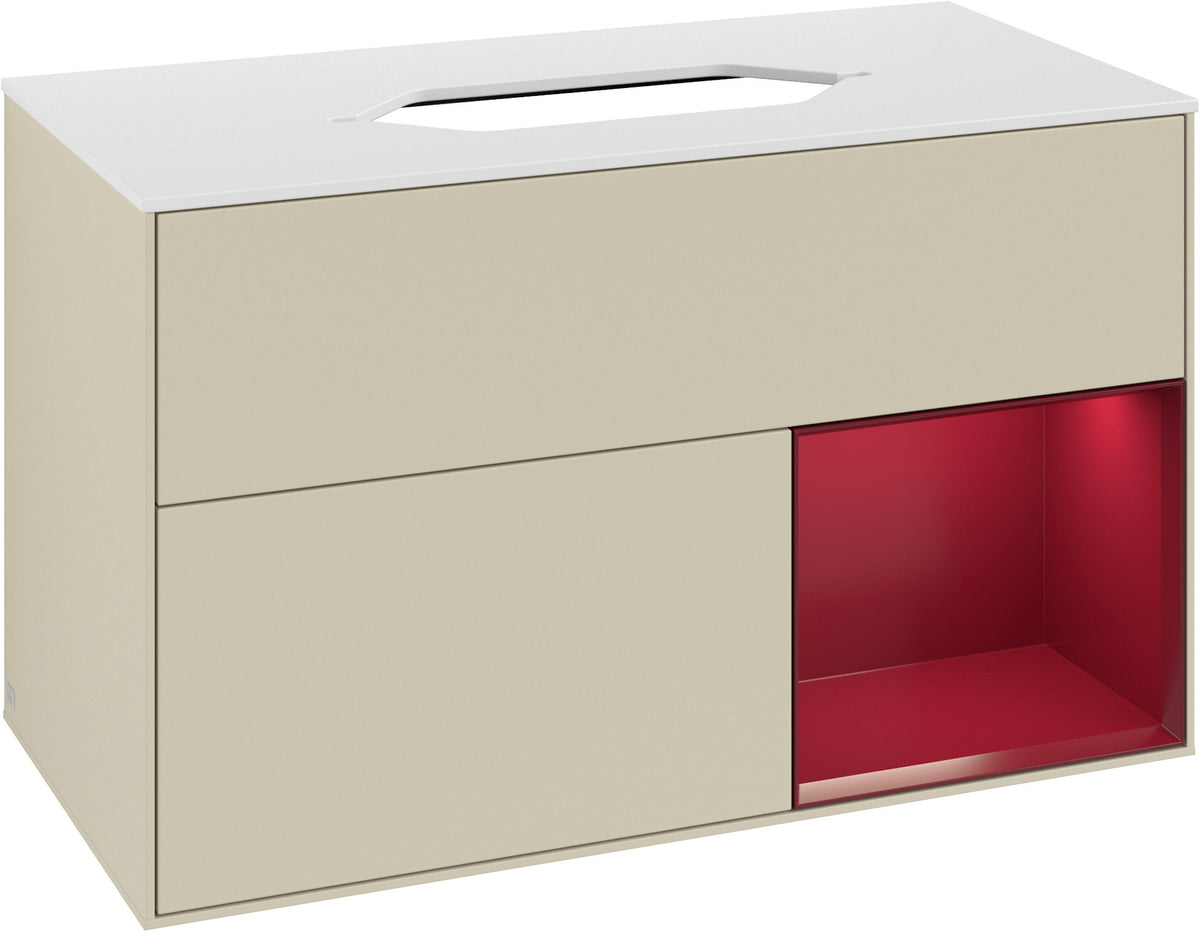 Villeroy & Boch Finion Waschtischunterschrank 1000 mm Glossy White Lacquer mit LED-Beleuchtung