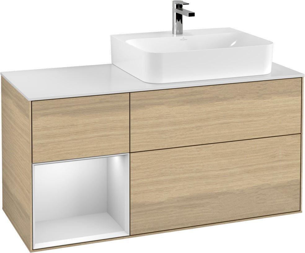 Villeroy & Boch Waschtischunterschrank Finion G141G 1200 mm Glossy White mit LED-Beleuchtung