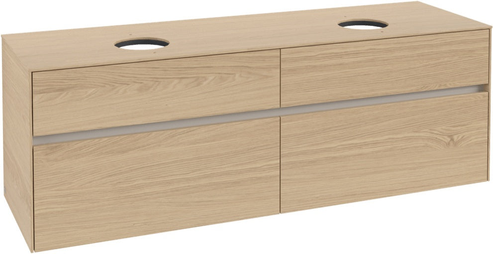 Villeroy & Boch Collaro Waschtischunterschrank Nordic Oak 1600 mm – 2 Waschbecken, 4 Auszüge, SoftClosing