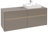 Villeroy & Boch Collaro Waschtischunterschrank 1400 mm mit LED-Beleuchtung und 4 Auszügen in Soft Grey