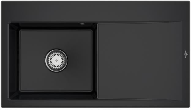 Villeroy & Boch Subway Style 50 Einbauspüle 900x510 mm Keramik Ebony CeramicPlus mit Abtropffläche