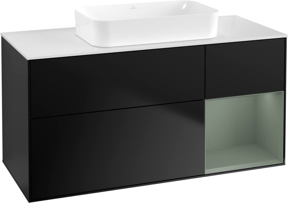Villeroy & Boch Finion Waschtischunterschrank G711G Black Matt Lacquer 1200 mm mit Beleuchtung