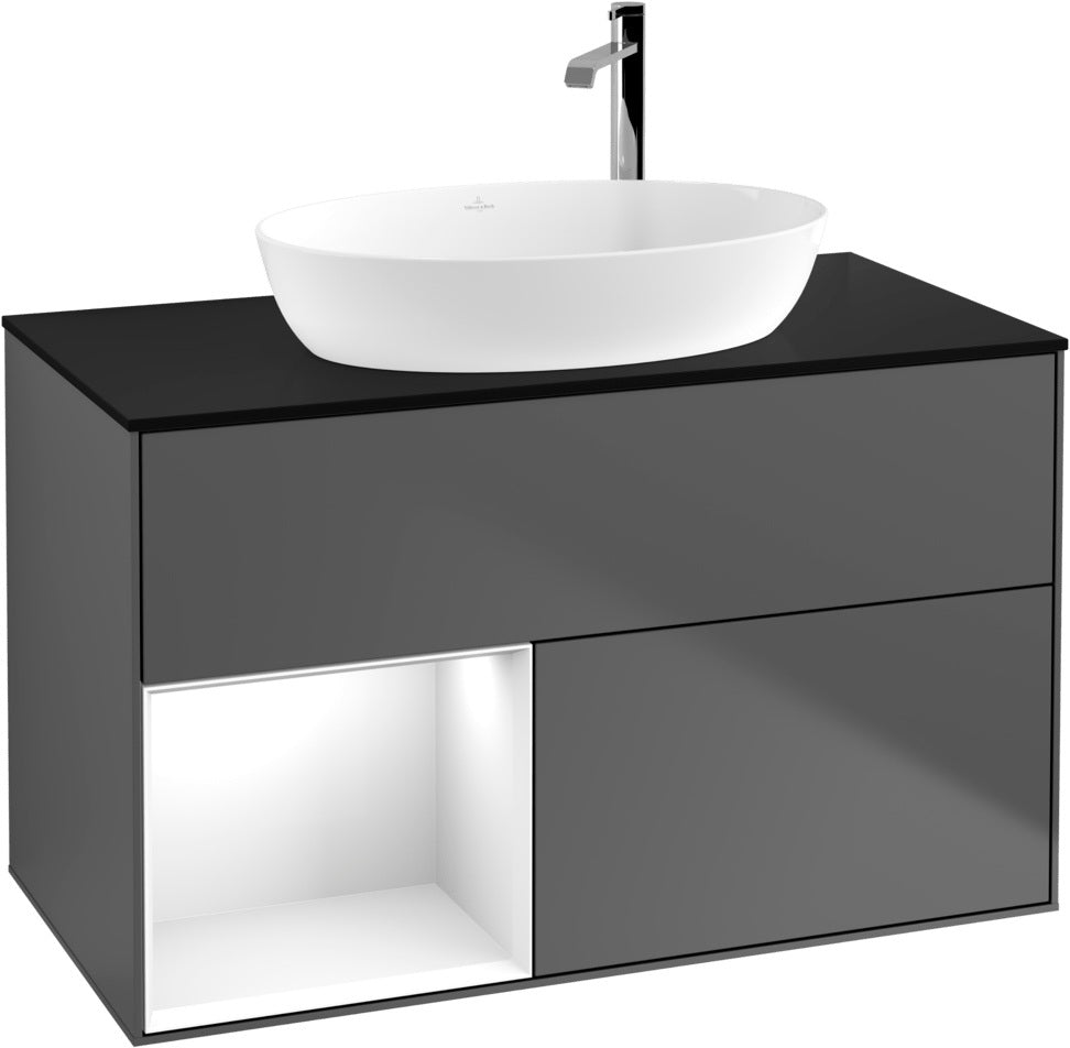 Villeroy & Boch Finion Waschbeckenunterschrank G892G 1000 mm Glossy White Lacquer mit Beleuchtung