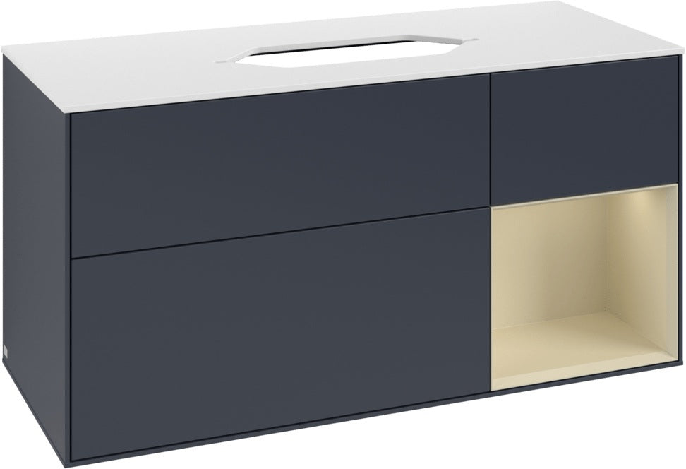 Villeroy & Boch Finion Waschtischunterschrank G711G Black Matt Lacquer 1200 mm mit Beleuchtung