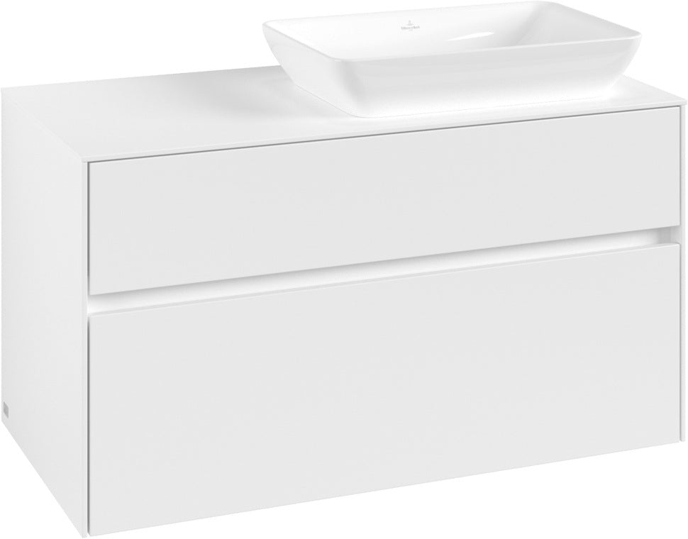 Villeroy & Boch Waschtischunterschrank Collaro C11100 1000 mm White Matt mit 2 Auszügen und Becken rechts