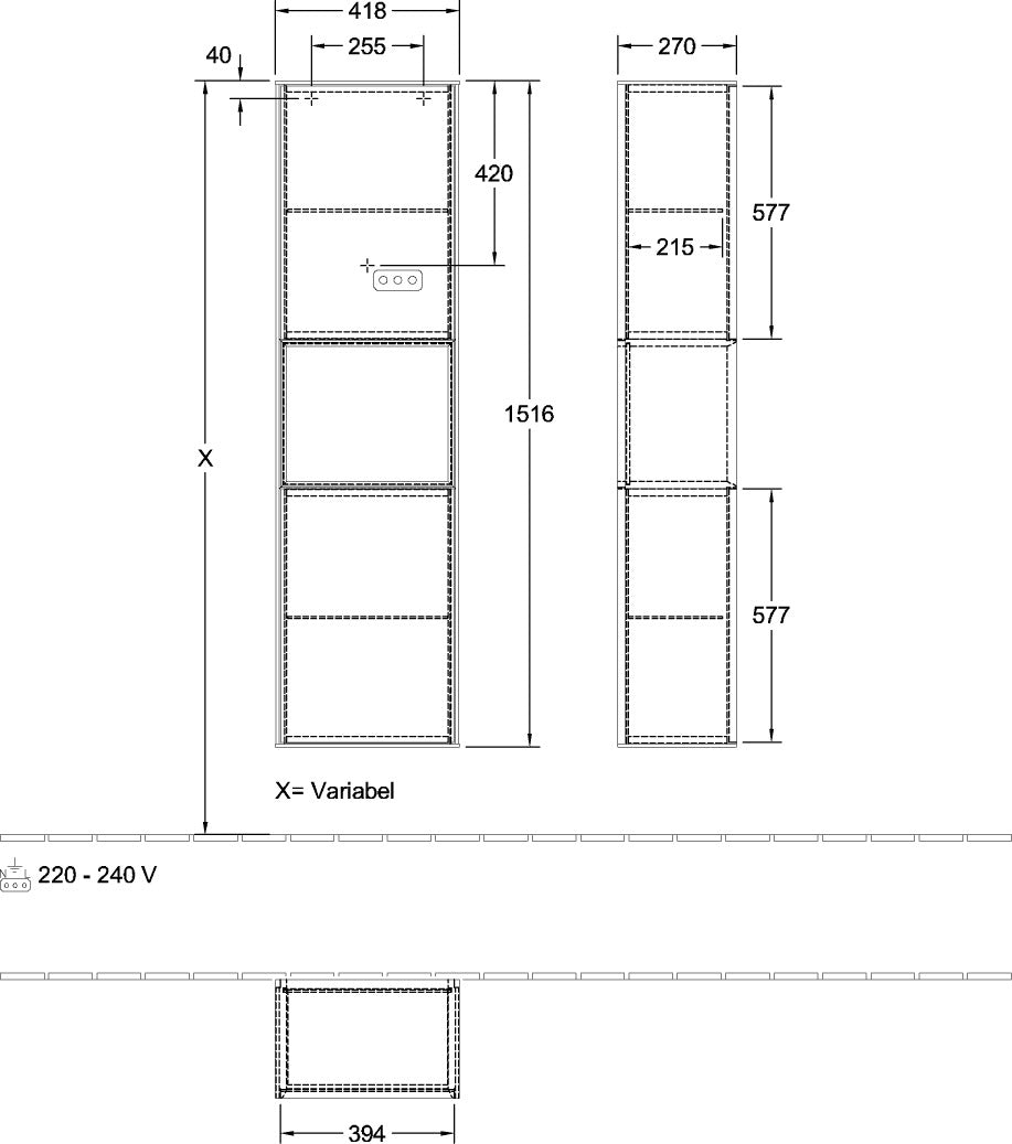 Villeroy & Boch Hochschrank Finion G460GF – Hochglanz Weiß, LED-Beleuchtung, SoftClose