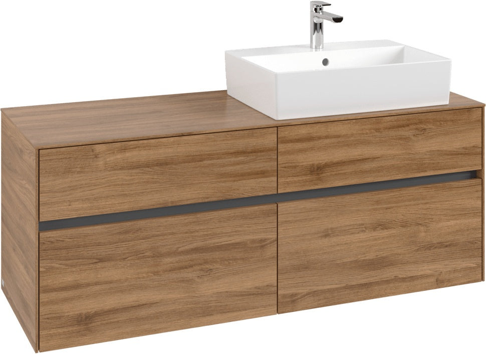 Villeroy & Boch Waschtischunterschrank Collaro C133 Kansas Oak 1400 mm, 4 Auszüge, Becken rechts